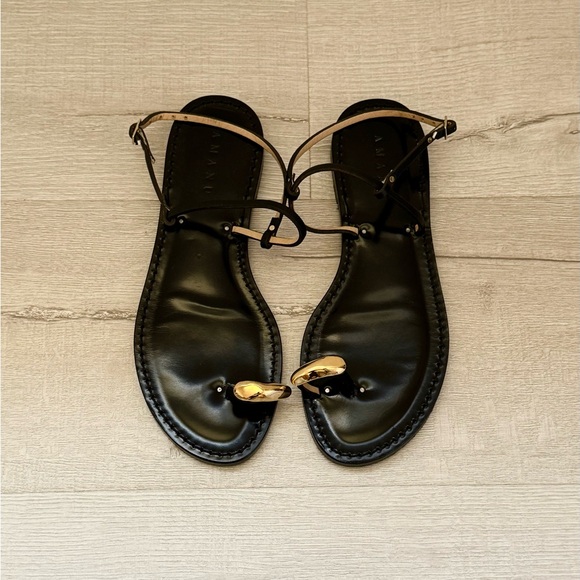 Elegant Black Leather Sandals Amanu - Picture 10 of 11